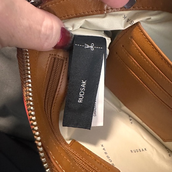 Rudsak leather clutch, brown with orange trim, nwt, rare - Picture 8 of 8